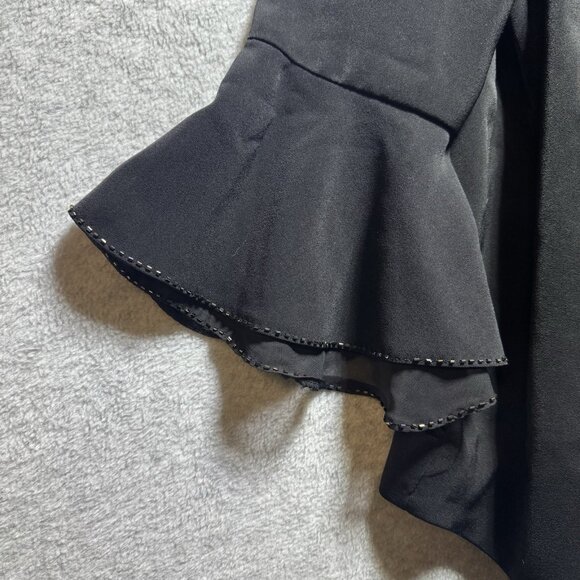 VTG St Anthony Sicari Evening Jacket Plus 22W Black Beaded Ruffles Suit Blazer - Picture 5 of 10